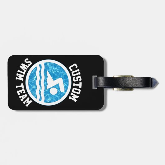 Étiquette À Bagage Nom de l'équipe de natation personnalisée ou autre (Dos horizontal)