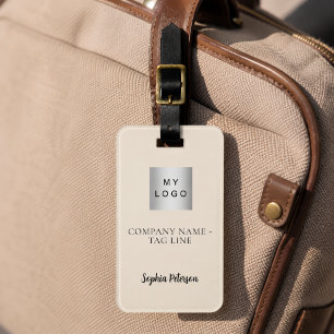 Étiquette À Bagage Nom de logo d'entreprise de champagne beige