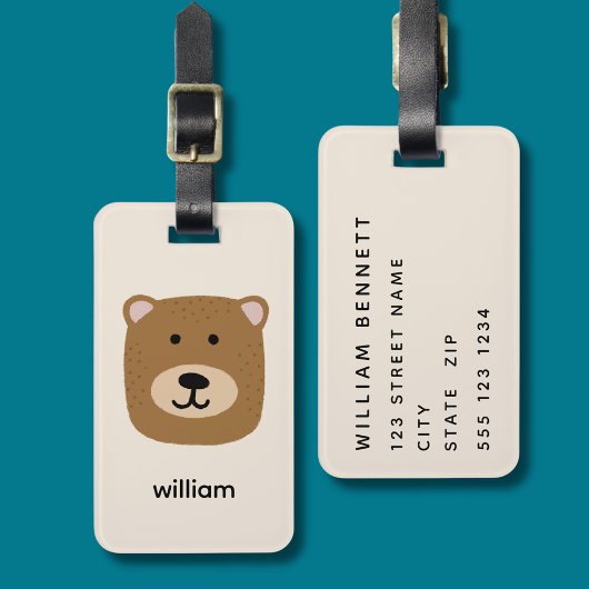 Étiquette À Bagage Nom de l'ours Brown
