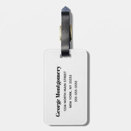 Étiquette À Bagage Nom de M. Black Leather Script Monogrammed (Dos Vertical)