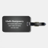 Étiquette À Bagage Nom de Mme Black Leather Script Monogrammed (Dos horizontal)
