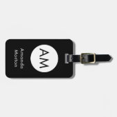 Étiquette À Bagage Nom de monogramme élégant (Devant horizontal)