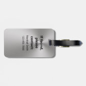 Étiquette À Bagage Nom de monogramme simple et noir Numéro de télépho (Dos horizontal)