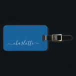 Étiquette À Bagage Nom de script bleu principal élégant Personnalisé<br><div class="desc">Élégant Bleu Primaire Nom du script Bagage personnalisé Balise</div>