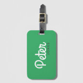 Étiquette À Bagage Nom de script en gras moderne vert clair (Devant Vertical)