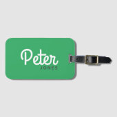 Étiquette À Bagage Nom de script en gras moderne vert clair (Devant Horizontal)