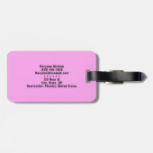 Étiquette À Bagage Nom de script féminin, initiale monogrammée rose m (Dos horizontal)