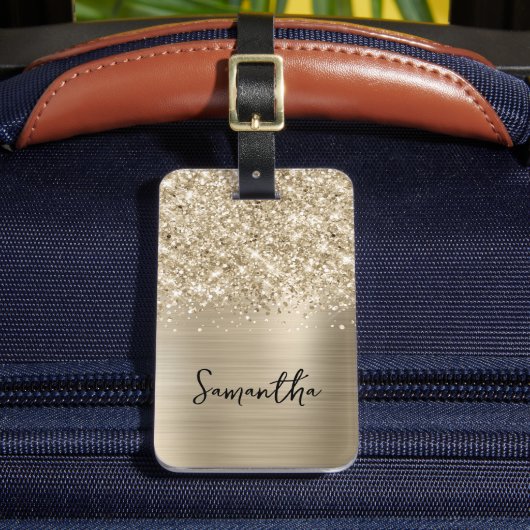Étiquette À Bagage Nom de script Glam doré pâle scintillant (Insitu Rectoal 2)