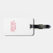 Étiquette À Bagage Nom De Script Monogramme Personnalisé Blanc Et Rou (Dos horizontal)