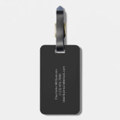 Étiquette À Bagage Nom de script noir et blanc élégant Personnalisé  (Dos Vertical)
