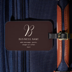 Étiquette À Bagage Nom d'entreprise élégant moderne Monogramme   Brun