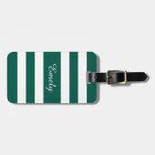 Étiquette À Bagage Nom des bandes vertes modernes (Devant horizontal)
