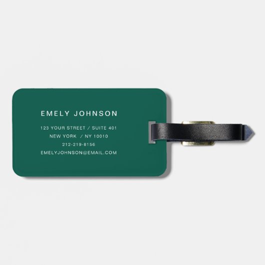 Étiquette À Bagage Nom des bandes vertes modernes (Dos horizontal)