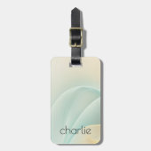 Étiquette À Bagage Nom des tourbillons bleu et jaune doré d'aqua clai (Devant Vertical)