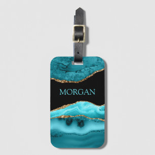 Étiquette À Bagage Nom do-it-yourself, Noir, Or et Turquoise