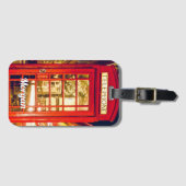 Étiquette À Bagage Nom do-it-yourself sur le stand Red Phone britanni (Devant Horizontal)