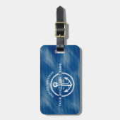 Étiquette À Bagage Nom du capitaine bleu marine (Devant Vertical)