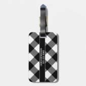 Étiquette À Bagage Nom du chien ID Buffle noir et blanc Vérification (Dos Vertical)