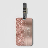 Étiquette À Bagage Nom du glamour or Rose Glitt (Devant Vertical)