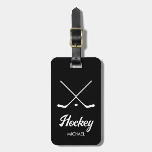 Étiquette À Bagage Nom du joueur de hockey personnalisé tendance noir