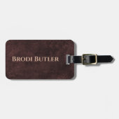 Étiquette À Bagage Nom du look en cuir Brown foncé (Devant horizontal)