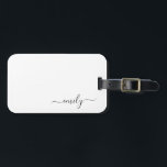 Étiquette À Bagage Nom du monogramme blanc noir moderne<br><div class="desc">Nom du monogramme simple de script noir et blanc. Cela rend le cadeau parfait pour 16 ans,  mariage,  douche nuptiale,  anniversaire,  baby shower ou bachelorette pour quelqu'un qui aime le luxe glam et les styles chic.</div>
