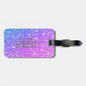 Étiquette À Bagage Nom du monogramme de la Parties scintillant rose e (Dos horizontal)