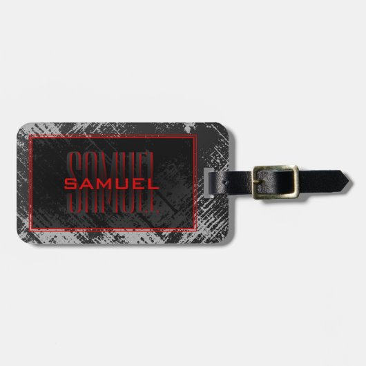 Étiquette À Bagage Nom du monogramme du garçon Ado (Devant horizontal)