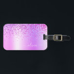 Étiquette À Bagage Nom du monogramme métallique à Parties scintillant<br><div class="desc">Purple Faux Foil Parties scintillant étincelante métallique brossé Monogramme de métal Nom et étiquette initiale de sac ou de bagage. Cela rend le cadeau parfait pour 16 ans,  mariage,  douche nuptiale,  anniversaire,  baby shower ou bachelorette pour quelqu'un qui aime le luxe glam et les styles chic.</div>