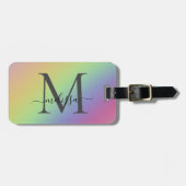 Étiquette À Bagage Nom du monogramme Pastel Rainbow (Devant horizontal)
