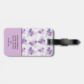 Étiquette À Bagage Nom du monogramme Purple rose Floral Élégant (Dos horizontal)