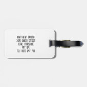 Étiquette À Bagage Nom du monogramme rose Feuille de palme tropicale  (Dos horizontal)