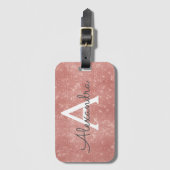Étiquette À Bagage Nom du monogramme rose Gold Sparkle (Devant Vertical)