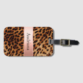 Étiquette À Bagage Nom du ruban rose du Rose animal léopard (Devant Horizontal)
