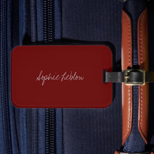 Étiquette À Bagage Nom du script juste le long d'un rouge foncé (Insitu Rectoal 4)