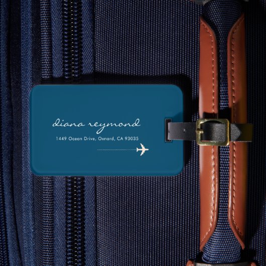Étiquette À Bagage Nom du voyageur bleu simple (Insitu Rectoal 4)