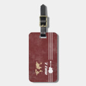 Étiquette À Bagage Nom du voyageur guitariste sur le rouge vieilli (Devant Vertical)