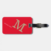 Étiquette À Bagage Nom du voyageur Monogram Elegant Red (Dos horizontal)