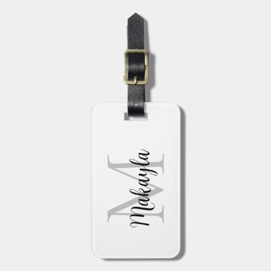 Étiquette À Bagage Nom élégant du monogramme de script (Devant Vertical)