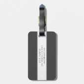 Étiquette À Bagage Nom élégant et monogramme | Gris foncé et clair (Dos Vertical)