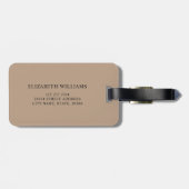 Étiquette À Bagage Nom en cuir élégant (Dos horizontal)