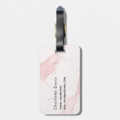 Étiquette À Bagage Nom en marbre rose pâle monogramme initiales (Dos Vertical)