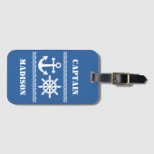 Étiquette À Bagage Nom et couleur personnalisés nautiques (Devant Horizontal)