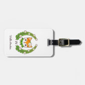 Étiquette À Bagage Nom et monogramme de Fox de fleur (Devant horizontal)