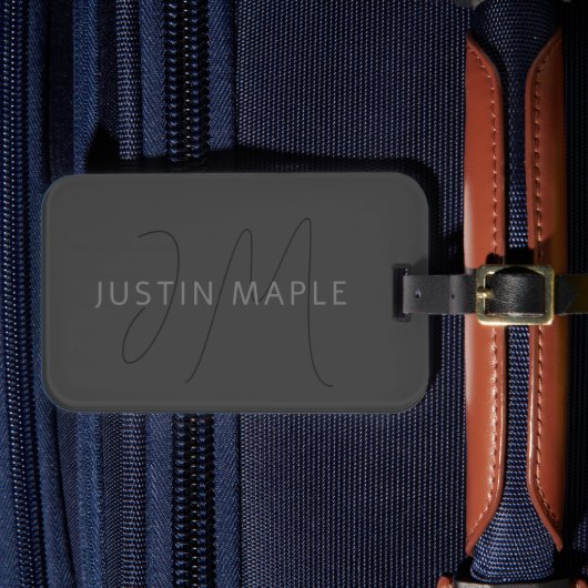 Étiquette À Bagage Nom et monogramme du cool | gris foncé (Insitu Rectoal 4)
