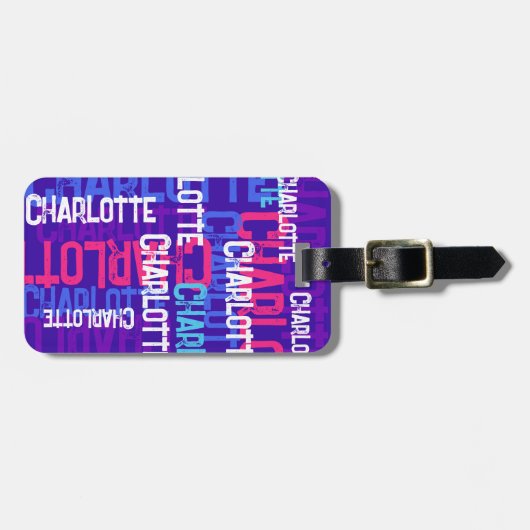 Étiquette À Bagage Nom extensible Graffiti Purple Kids (Devant horizontal)