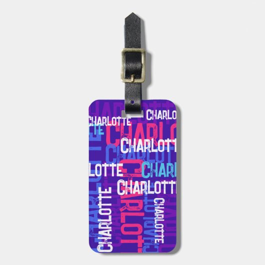 Étiquette À Bagage Nom extensible Graffiti Purple Kids (Devant Vertical)