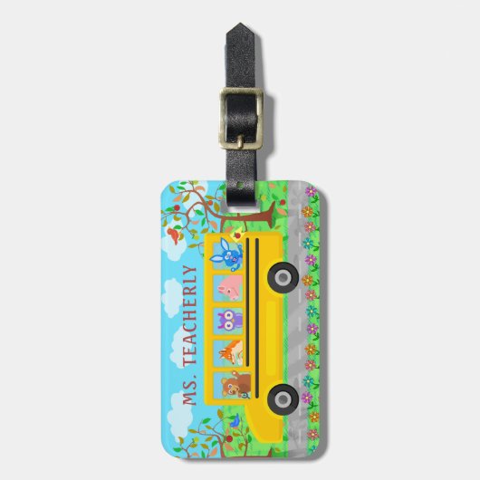 Étiquette À Bagage Nom fait sur commande mignon des animaux | de (Devant Vertical)