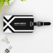 Étiquette À Bagage Nom fait sur commande personnalisé noir et blanc