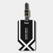Étiquette À Bagage Nom fait sur commande personnalisé noir et blanc (Devant Vertical)